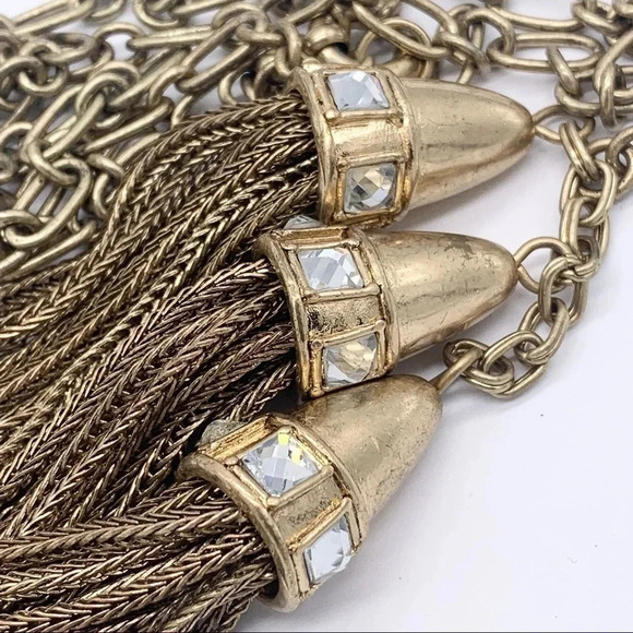 J. Crew Gold Jeweled Triple Tassel Necklace - Picture 3 of 4
